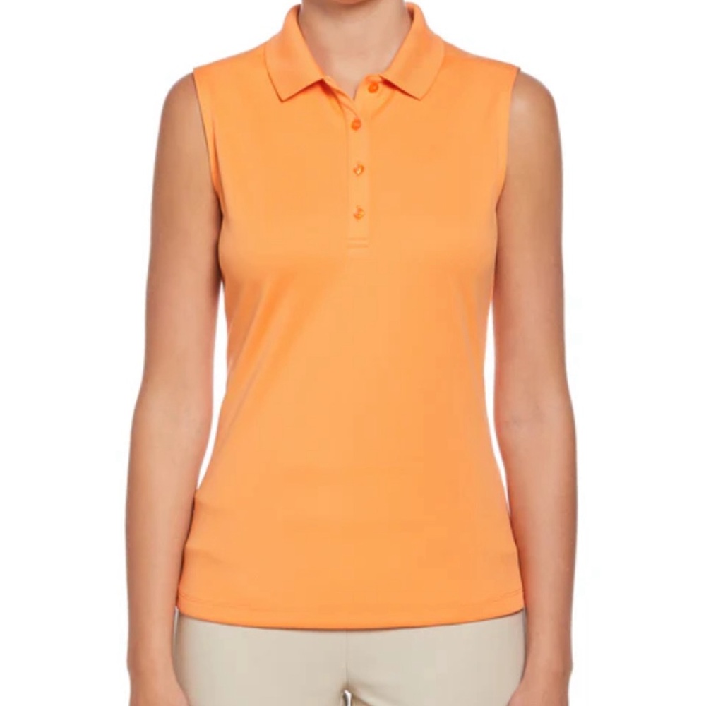 CALLWAY GOLF SHIRT WOMEN SIZE S ORANGE SLEEVELESS POLO - Picture 1 of 11